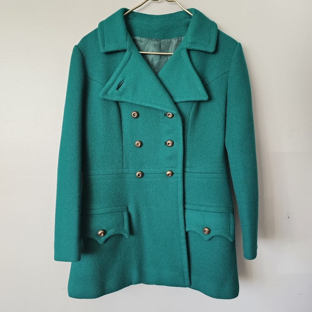 Vintage Union Made Bright Green Adorable Pea Coat